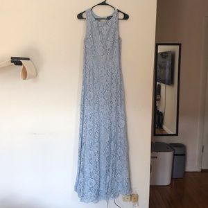 BRILLIANT BABE LIGHT BLUE LACE MAXI DRESS